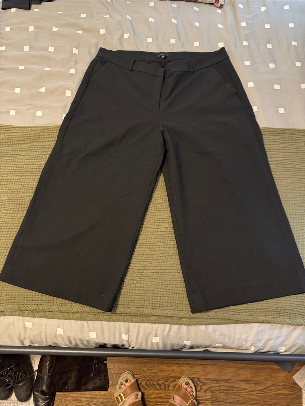 J. Crew Black Wide-Leg Crop Chinos